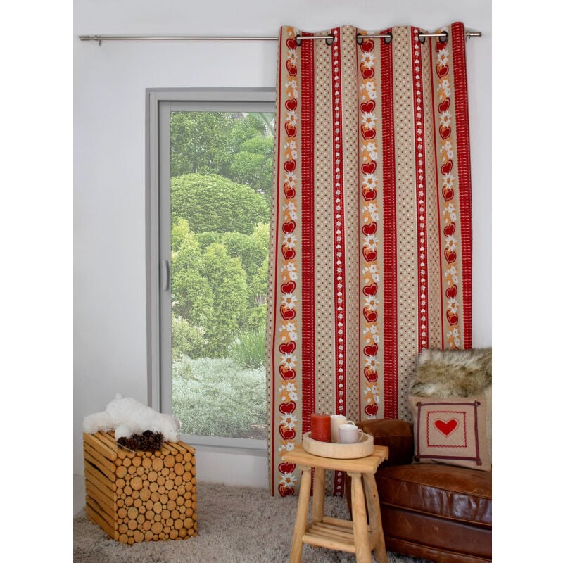 Rideau d'ameublement montagne 'Heidi' 180x240cm - 180x240cm - Rouge