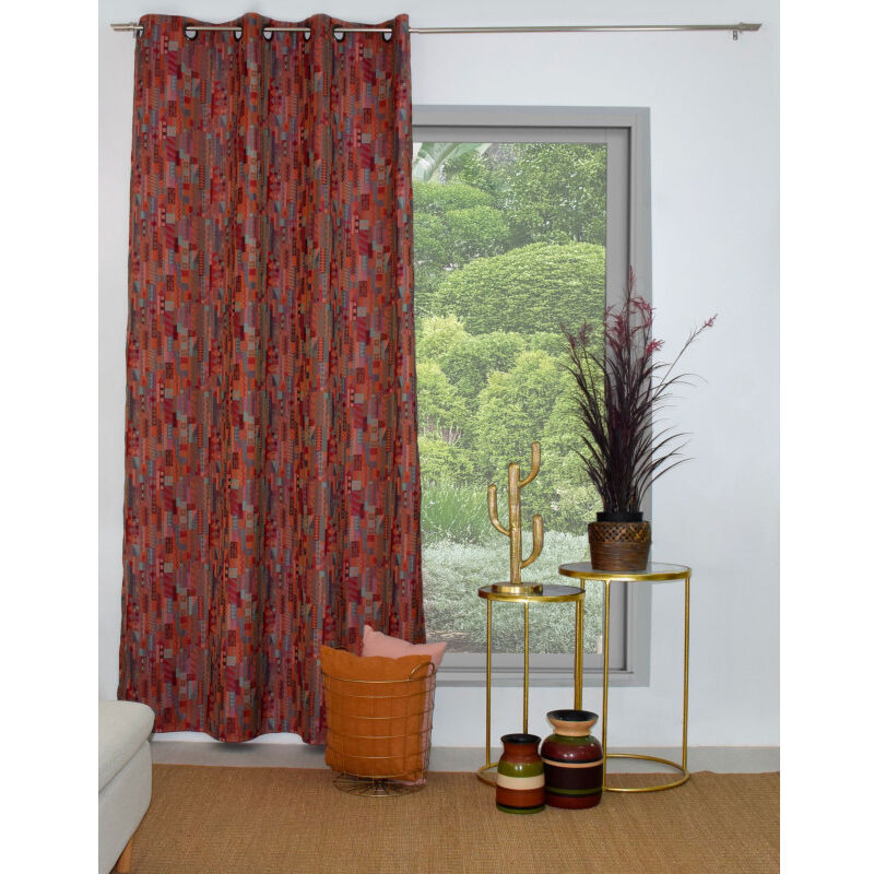 Rideau d'Ameublement Motifs Ethniques – 140 x 240 cm - 140x240cm - Rouge