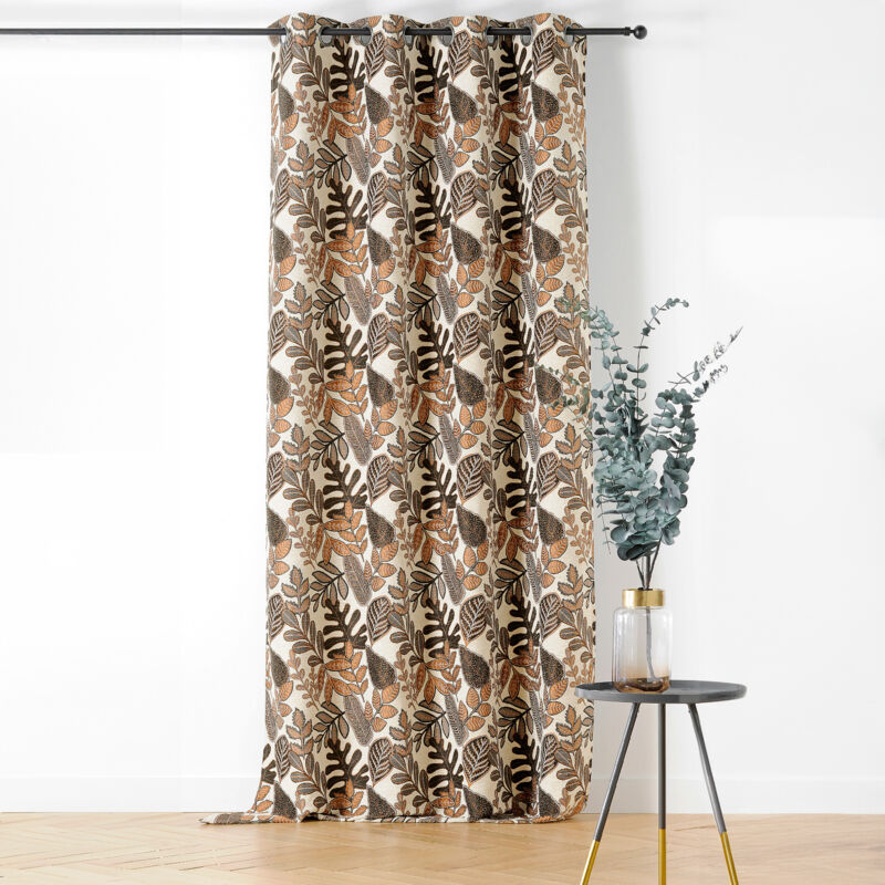 Linder - Rideau d'ameublement motifs feuillages 'Isis' 140x250cm - 140x250cm - Blanc