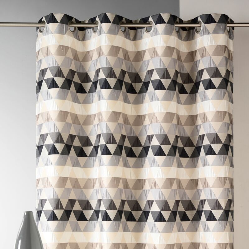 Rideau d'ameublement motifs triangles Gris clair 140x260 cm