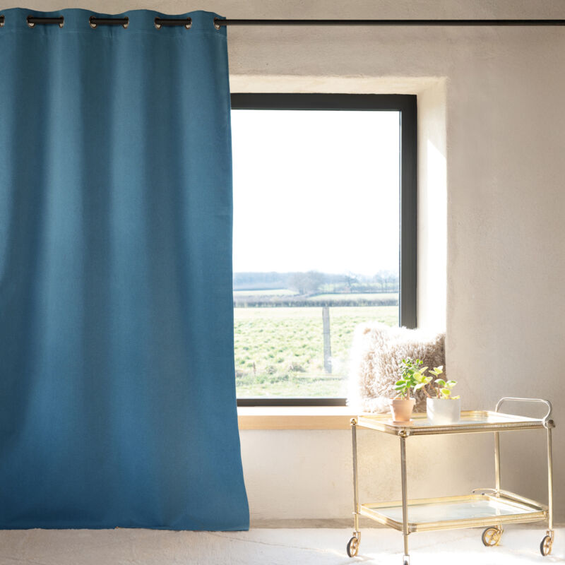 Rideau 100% occultant thermique phonique Bleu Pétrole 135x180 cm