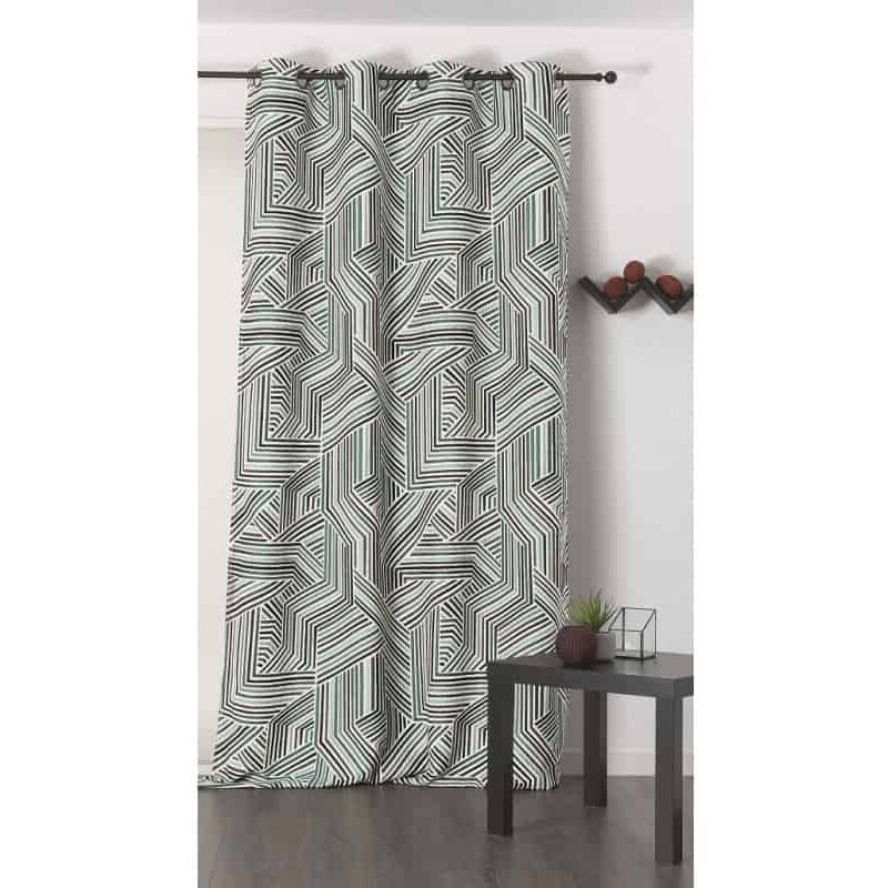 Rideau déco motif rayures vert - 135x250cm - Vert