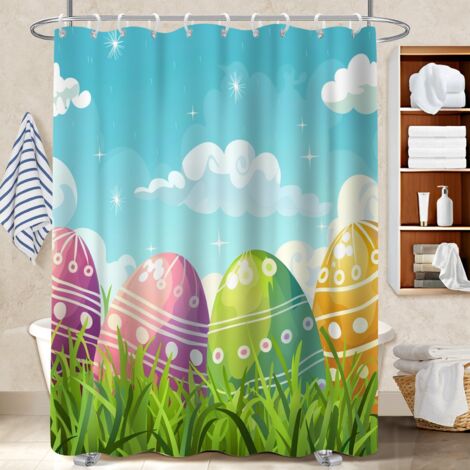 Rideau de bain 180x180 avec 12 œillets protection douche pour salle de bain avec douche à l’italienne