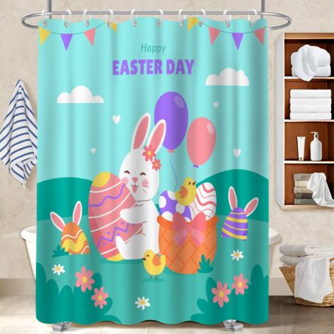 Rideau de bain 180x180 avec anneaux polyester pour salle de bain pour maison secondaire
