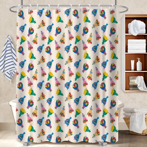 Rideau de bain 180x180 Évasion rideau étanche pour cacher un carrelage un peu vieillot