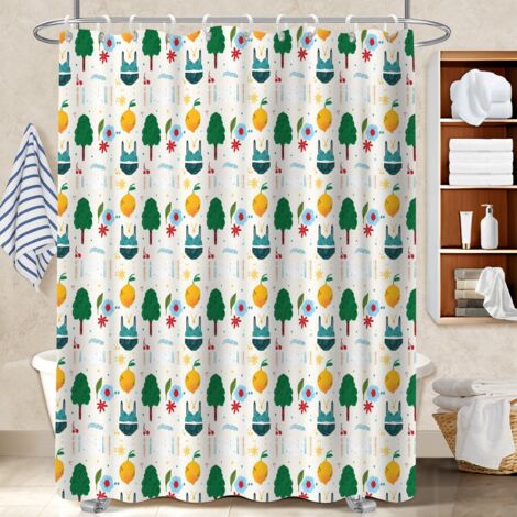 Rideau de bain 180x180 imprimé rideau imperméable pour salle d’eau sans fenêtre