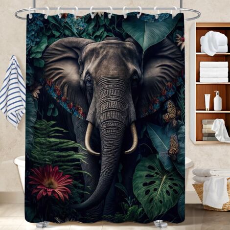 Rideau de bain 180x180 imprimé rideau séchage rapide pour baignoire asymétrique