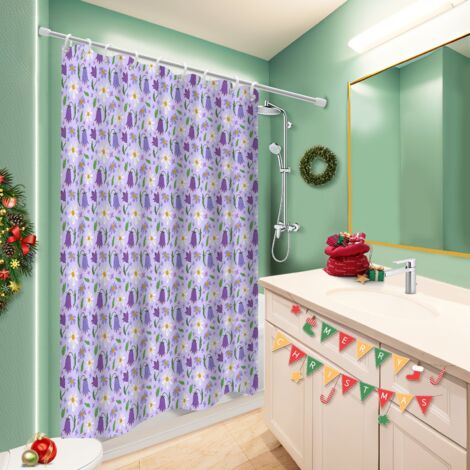 Rideau de bain en polyester 180x180 avec 12 œillets cache baignoire pour salle de bain d’amis