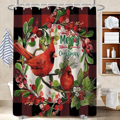 Rideau de bain en polyester 180x180 avec 12 œillets cache baignoire pour votre chalet à la montagne