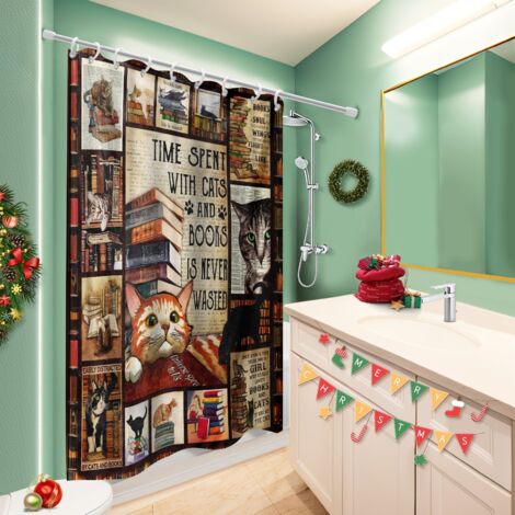 Rideau de bain imprimé polyester 180x180 À œillets renforcés bâche polyester douche pour mobi