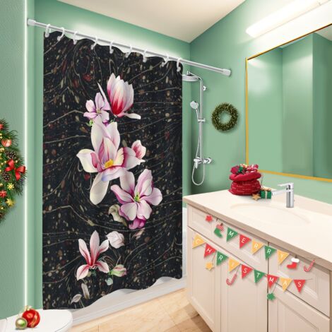 Rideau de bain imprimé polyester 180x180 avec motif protection douche pour baignoire asymétrique