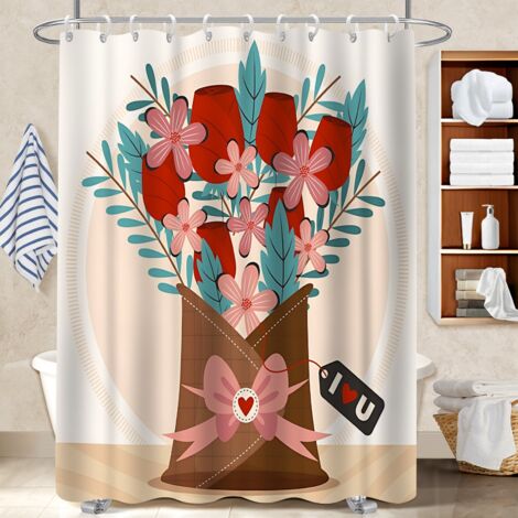 Rideau de bain imprimé polyester 180x180 Épais rideau imperméable pour baignoire d’angle