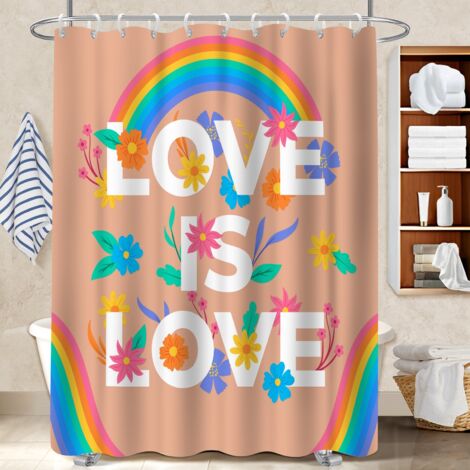 Rideau de bain imprimé polyester 180x180 montage sans perçage protection douche pour idéal location saisonnière