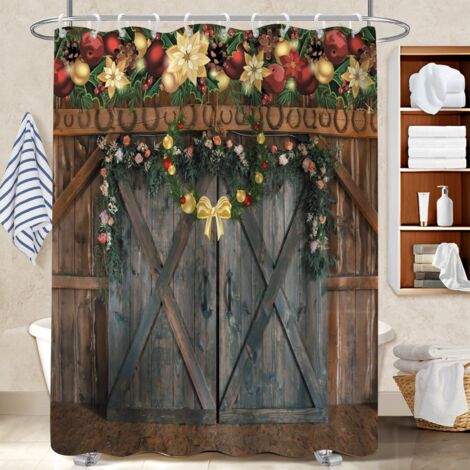 Rideau de bain imprimé polyester 180x180 montage sans perçage protection douche pour votre chalet à la montagne