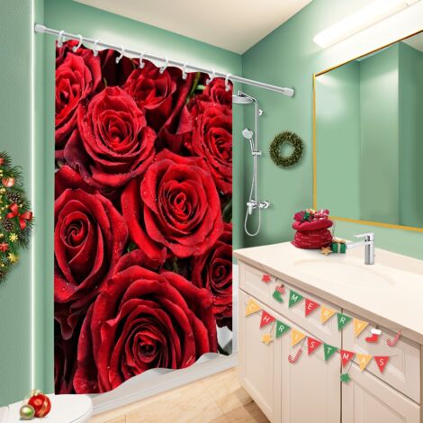 Rideau de bain imprimé polyester 180x180 naturel protection douche pour un printemps fleuri dans la salle de bain