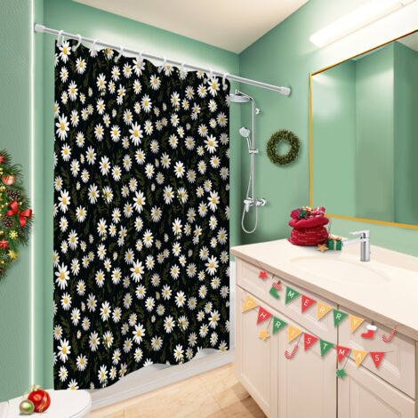 Rideau de bain imprimé polyester 180x180 poids aux ourlets séparation douche pour préparer la maison avant l’arrivée d’invités