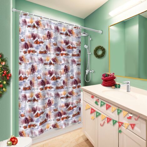 Rideau de bain imprimé polyester 180x180 souple bâche de douche pour logement étudiant