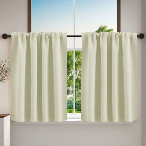 Rideau de Cuisine Court - Rideau Brise- Bise Décoration de Petite Fenêtre, pour Placard/Porte/Cuisine, Passe Tringle, L 40 x H 60cm, , 2 Panneaux