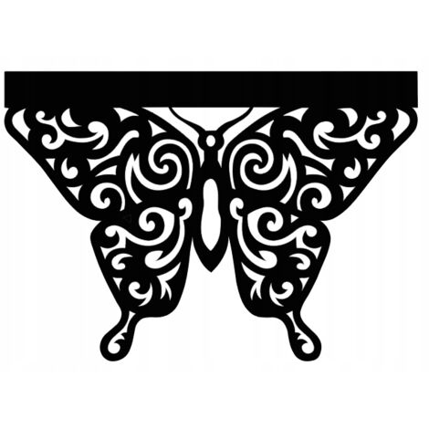 Rideau de cuisine D66, motif papillon ajouré, 60 x 40 cm, noir