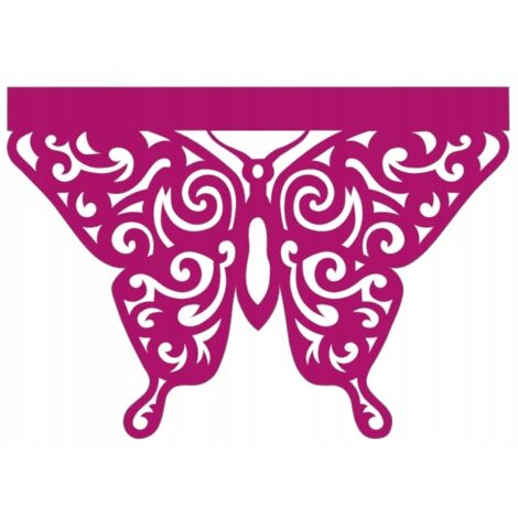 Rideau de cuisine D66, motif papillon ajouré printanier, 60 x 40 cm, rose