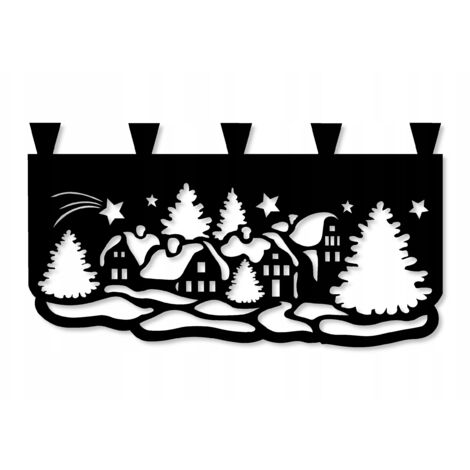 Rideau de cuisine M10, motif paysage de Noël, 60 x 35 cm