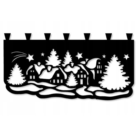 Rideau de cuisine M10, motif paysage de Noël, 90 x 50 cm