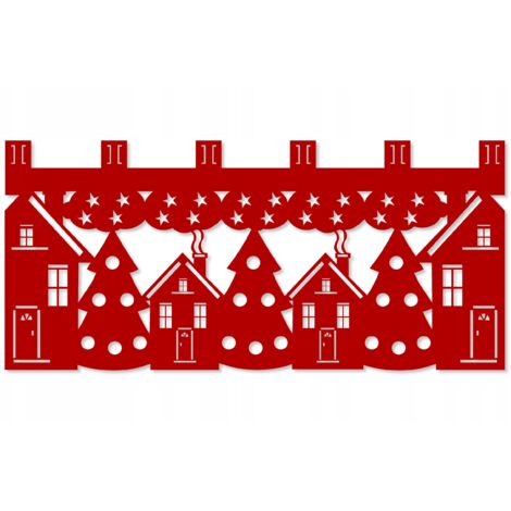 Rideau de cuisine M7, motif Noël, maisons, hiver, 90 x 40 cm