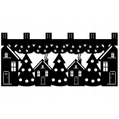 Rideau de cuisine M7, motif Noël, maisons, hiver, 90 x 40 cm