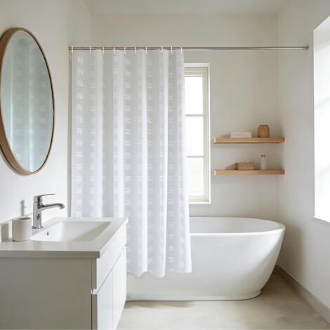 Rideau De Douche - 1 Pièce - Polyester - Imperméable Et Anti-moisissure - Salle De Bain - 150x150cm Blanc