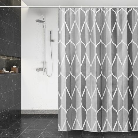 Rideau de Douche - 1 Pièce - Polyester Imperméable - Séchage Rapide - Salle de Bain - 180x200 cm Gris