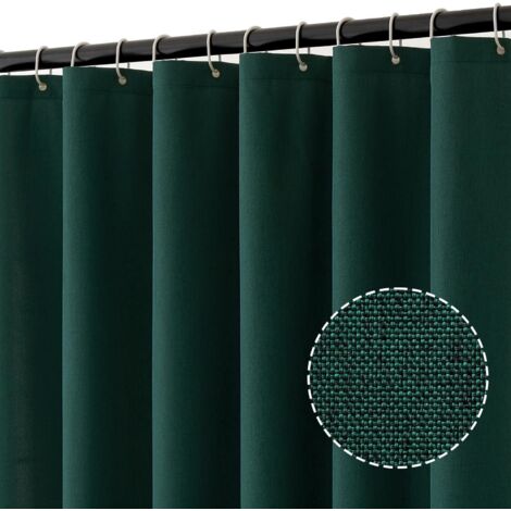 Rideau de douche - 1 unité - Polyester aspect lin - Imperméable et anti-moisissure - Salle de bain et hôtel - 240x200 cm Vert
