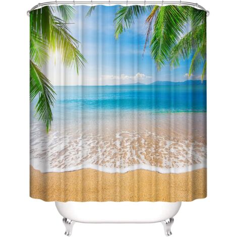 Rideau de douche - 1 unité - Polyester - Imperméable et anti-moisissure - Salle de bain - 180x200 cm
