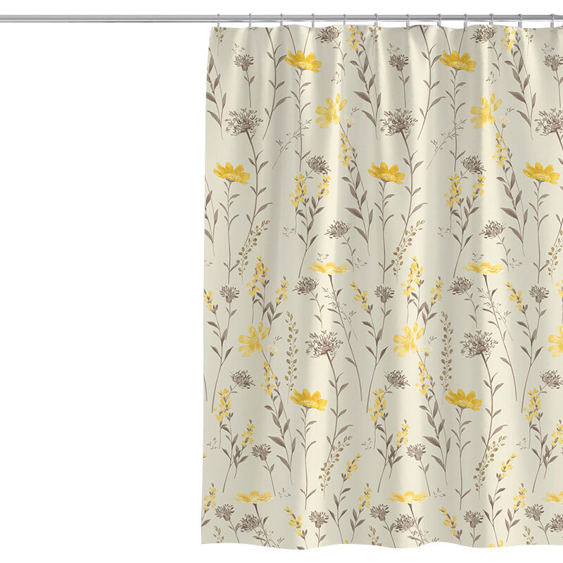 Linghhang - Rideau de douche motif plantes et fleurs, 100 x 200 cm, tissu polyester épais anti-moisissure, idéal pour la décoration de salle de bain,
