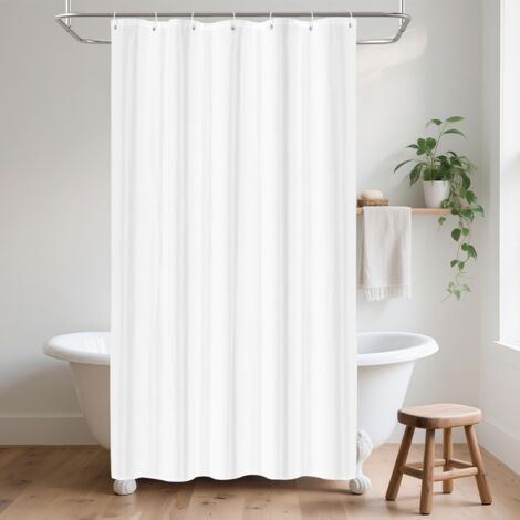 Rideau de douche - 100 x 200 cm - Polyester - Imperméable - Anti-moisissures - Salle de bain - Blanc