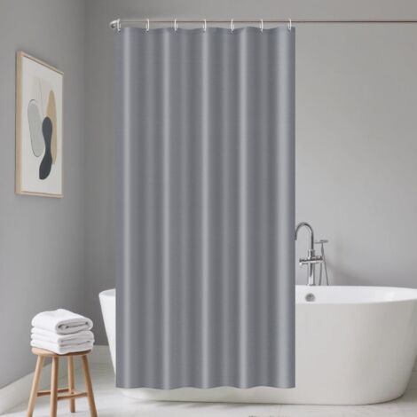 Rideau de douche - 100x200 cm - Polyester - Imperméable - Anti-moisissure - Salle de bain - Gris clair