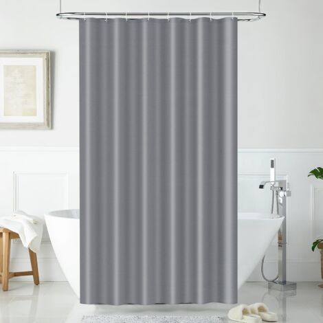 Rideau de douche - 120x180 cm - Polyester textile - Imperméable et anti-moisissure - Avec 8 crochets - Pour baignoire et douche