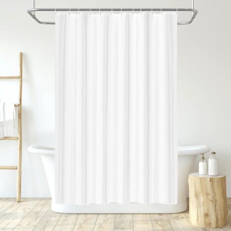 Rideau de douche - 120x200 cm - Polyester - Imperméable - Anti-moisissure - Salle de bain - Blanc
