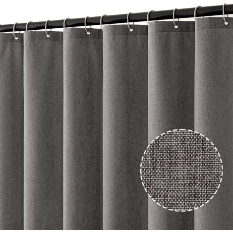 Rideau De Douche - 150x180 Cm - Polyester Effet Lin - Imperméable Avec 10 Anneaux - Pour Salle De Bain