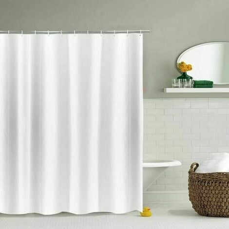 Rideau de Douche en Tissu Or Marron Clair Blanc 240x200 CM Incl