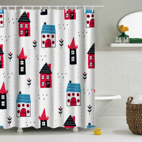 Rideau de douche 180 x 180 cm (Modèle 16) – Lavable en machine, polyester épais
