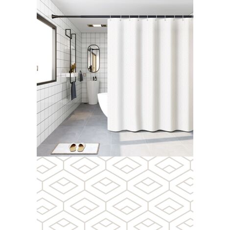 Rideau de douche 180 x 180 cm PEVA motif géométrique 18