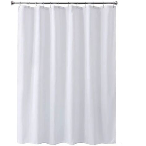 Rideau de Douche 180 x 220 cm de Long Blanc, Rideau de Douche en Textile Anti-moisissure Lavable en Machine avec œillets en métal, Largeur 180 x Hauteur 220 cm