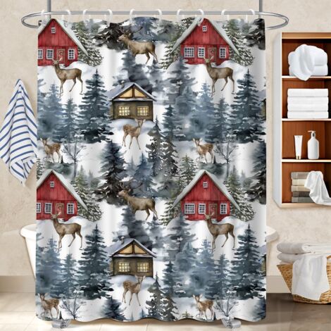 Rideau de douche 180x180 antifongique rideau étanche pour votre chalet à la montagne