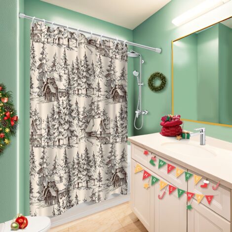 Rideau de douche 180x180 souple et fluide rideau étanche pour famille nombreuse