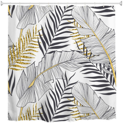 Rideau de Douche 180x180cm, motif feuilles Rideau Douche Imperméable simple Rideau de Douche Salle de Bain