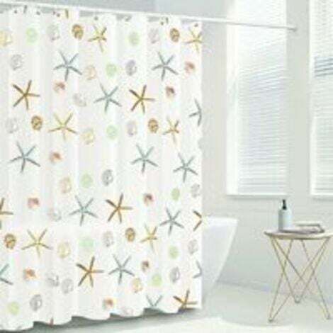 Rideau de Douche 180x180cm,  Rideau de Douche PEVA Imperméable et Anti-moisissure, avec 12 Anneaux de Rideaux, Motif étoile de