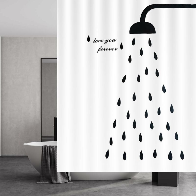 Rideau de Douche 180x200 cm, Rideaux de Douche Séchage Rapide, Rideau de Douche Anti Moisissure Tissu Imperméable Lavable Accessoire de Salle de Bain