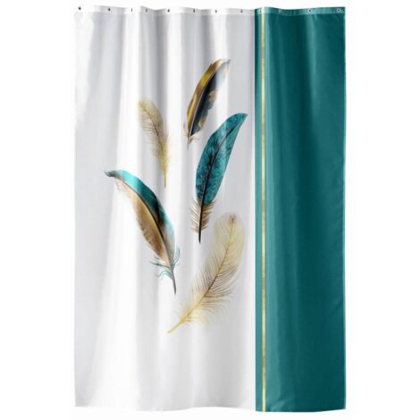 Rideau de douche 180x200 PLUMISS avec 12 anneaux