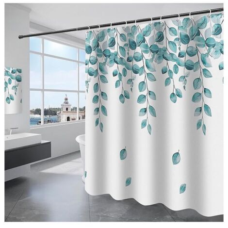Rideau de douche 180x200CM rideau de douche en tissu polyester imperméable lavable en machine rideau de douche blanc