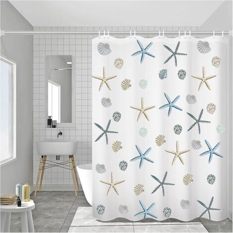 Rideau de douche 200 x 220 cm - Imperméable et antibactérien - Blanc